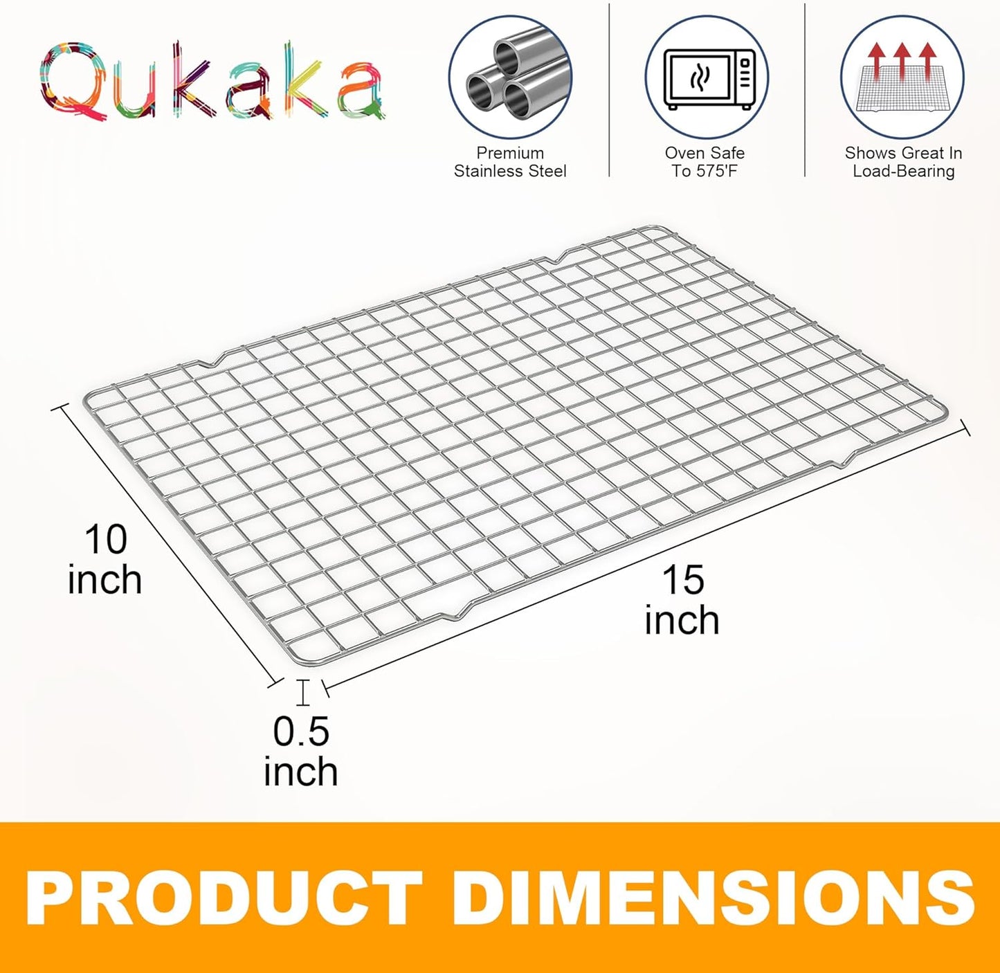 2PCS Cooling Racks for Cooking and Baking - 10" x 15"Heavy Duty Stainless Steel Wire Rack for Baking