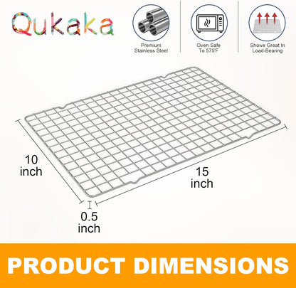 2PCS Cooling Racks for Cooking and Baking - 10" x 15"Heavy Duty Stainless Steel Wire Rack for Baking