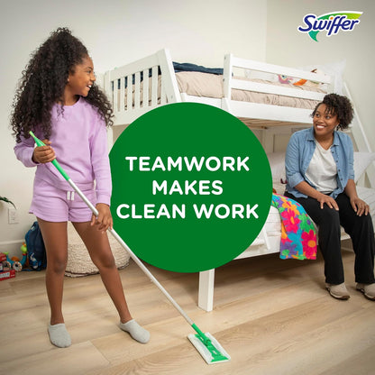 Swiffer Sweep + Mop, Dry Pads Refill, Floor Cleaner for Dirt, Dust, Hair, Cleaning Cloths for Mopping Home, Bathroom, Kitchen, Dust Mop, Floor