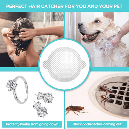 25 Pack Disposable Shower Drain Hair Catcher Mesh Stickers - Peel & Stick Drain Strainers to Prevent Clogs, Strong Waterproof