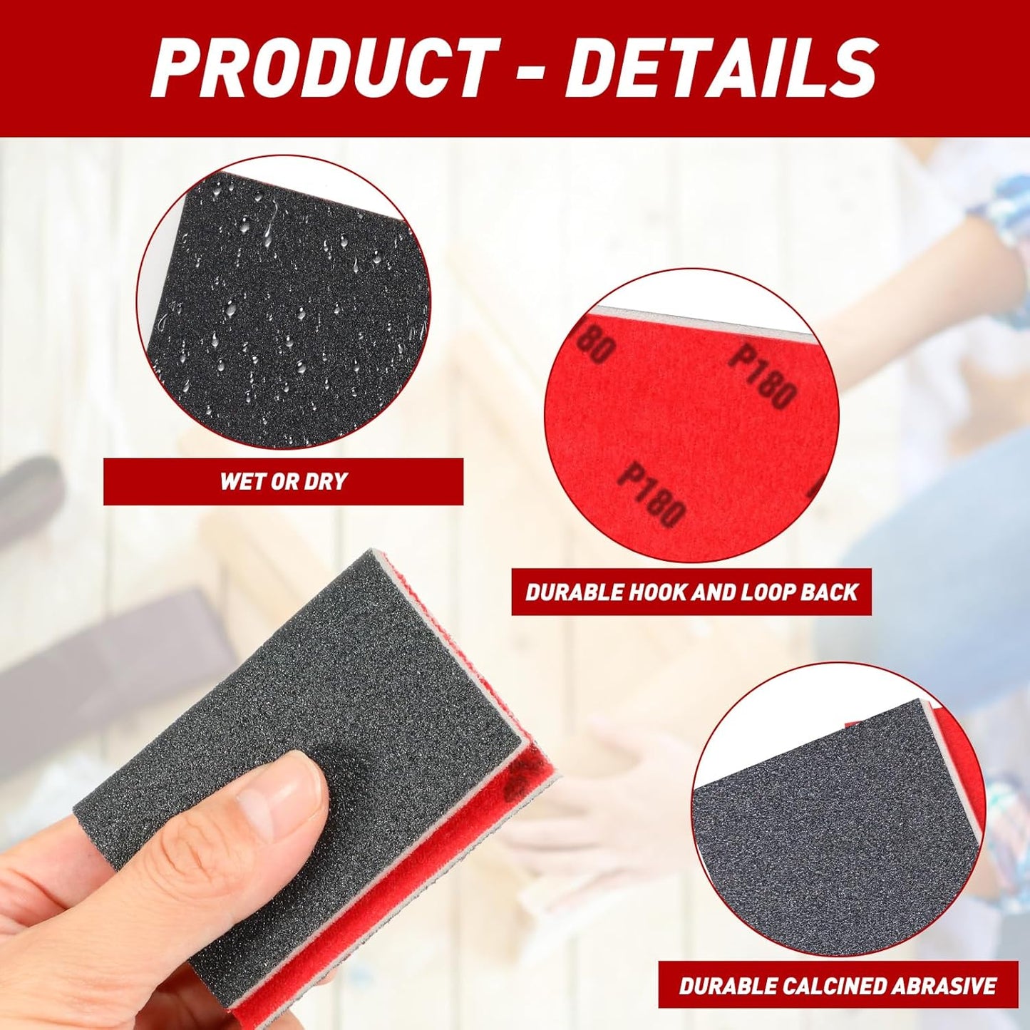 24 Pcs Sanding Sponge 80-3000 Grit Sandpaper Assortment, Washable & Reusable Sanding Blocks for Wood, Metal, Drywall