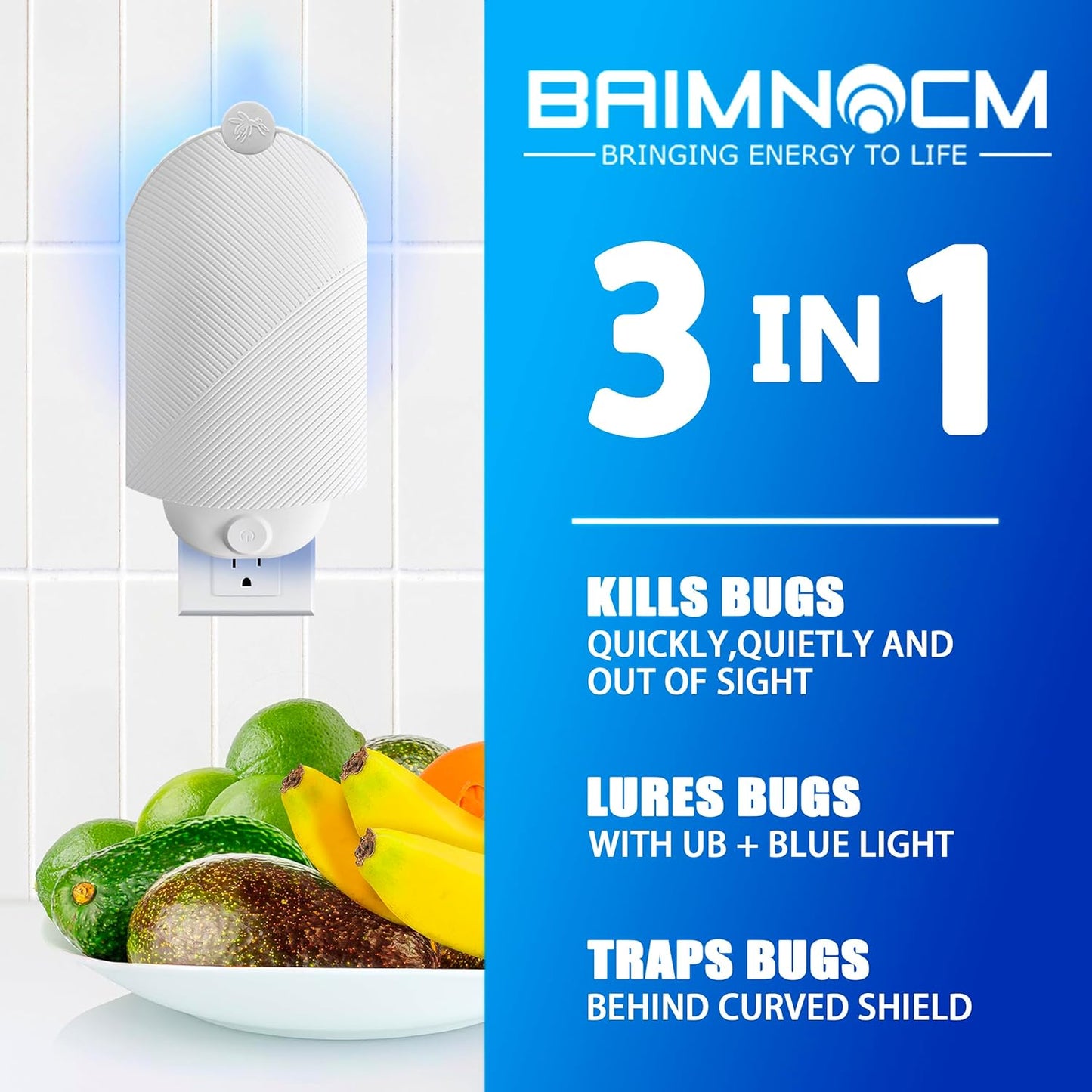 Flying Insect Trap for Indoor Use (2 Staters & 6 Refill Cartridges), UV Light Bug Catcher for Fruit Flies, Gnats & Small Flying Pests, Silent