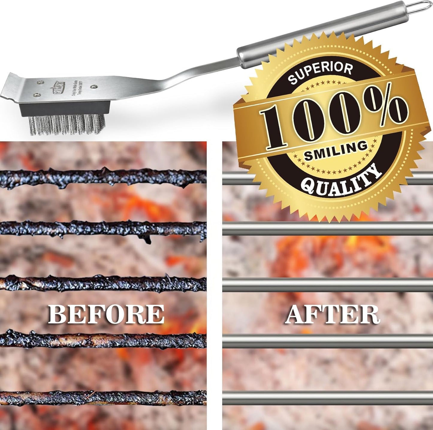 GRILLART Grill Brush and Scraper, Wire BBQ Grill Brush for Outdoor Grill, 16.5 Grill Cleaning Brush BBQ Grill