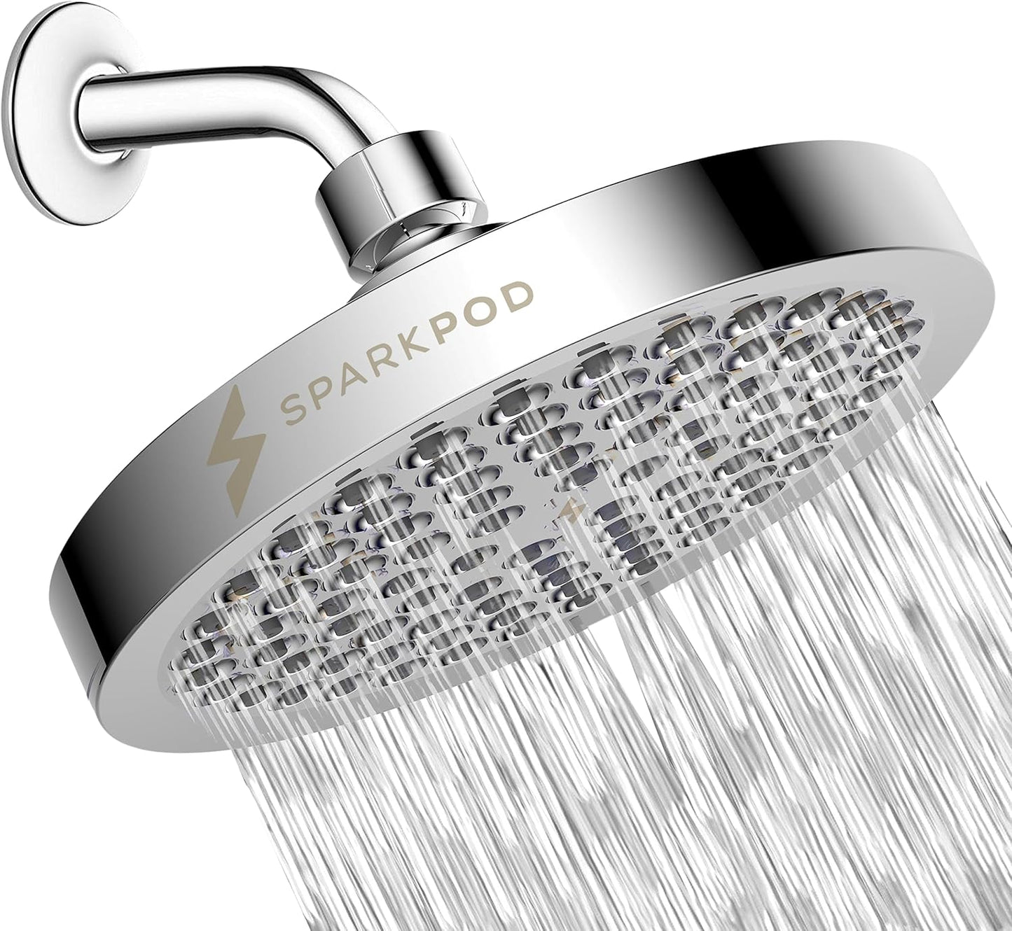 SparkPod Shower Head - High Pressure Rain - Premium Quality Luxury Design - Easy Clean Adjustable Replacement for Your Bathroom Shower Heads (Luxury