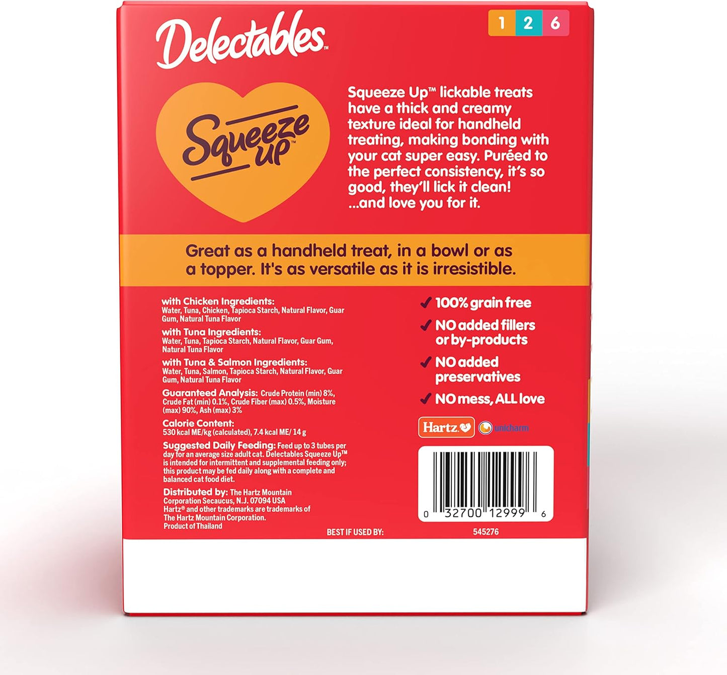 Delectables Squeeze Up Variety Pack, Creamy Squeezable Puree, Lickable Wet Cat Treats, Grain Free, No Added Fillers, No