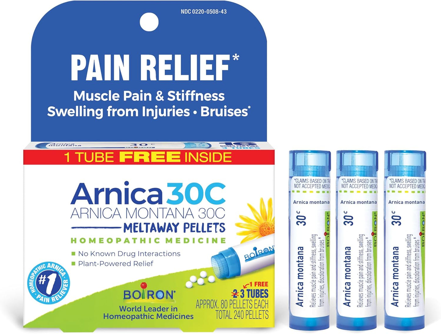 Boiron Arnica Montana 30C Homeopathic Medicine for Relief from Muscle Pain, Muscle Stiffness, Swelling from