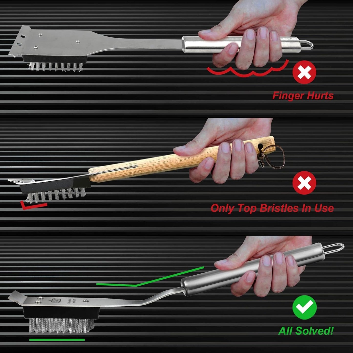 GRILLART Grill Brush and Scraper, Wire BBQ Grill Brush for Outdoor Grill, 16.5 Grill Cleaning Brush BBQ Grill