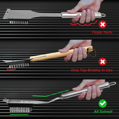 GRILLART Grill Brush and Scraper, Wire BBQ Grill Brush for Outdoor Grill, 16.5 Grill Cleaning Brush BBQ Grill