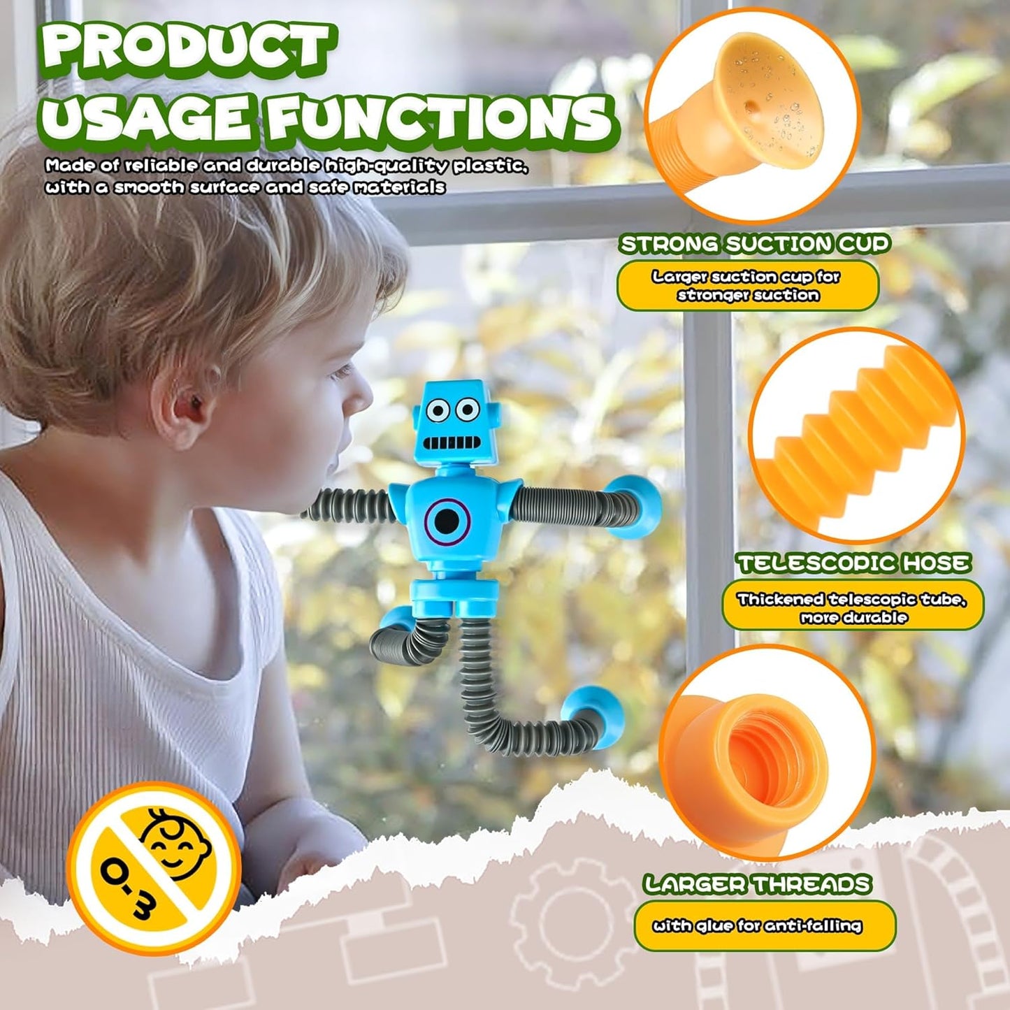 Robot Sensory Travel Roadtrip Toys 4Pcs for Toddlers Kid Boy Year Old Ages 3 4 5 6 7 8