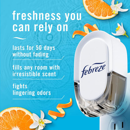 Febreze Plug In Air Freshener, Odor-Fighting Scented Oil Refill For Home, Bathroom, & Kitchen, Long