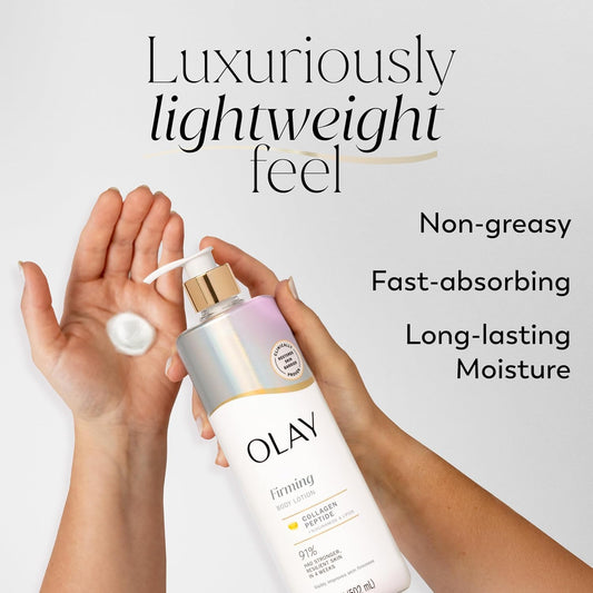 Olay Body Lotion for Women, Firming with Collagen Peptides Serum, Visibly Firmer Skin, 24hr Moisture & Hydration, Fast Absorbing