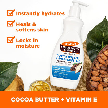 Palmer's Cocoa Butter Formula Daily Skin Therapy Cocoa Butter Body Lotion for Dry Skin, Hand & Body Moisturizer, Pump Bottle, 13.5 Oz