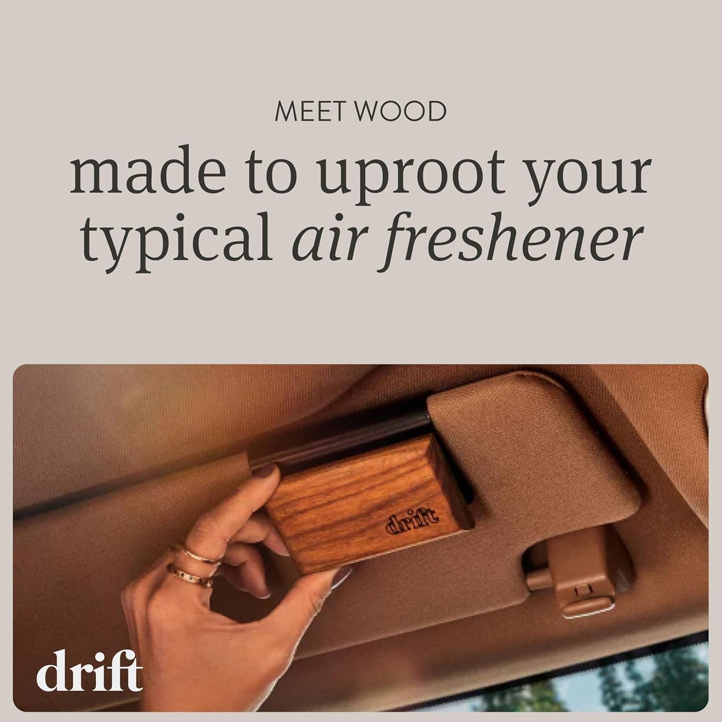 Drift Car Air Freshener - The Original Wood Air Freshener - Car Odor Eliminator - Long Lasting Scent - Metal Clip - Essential Oils - Clean