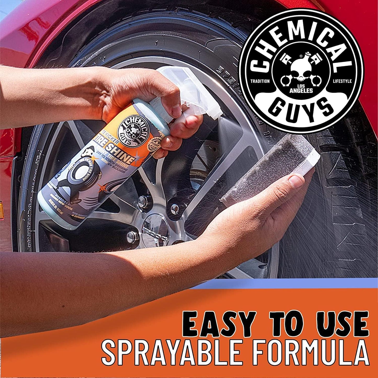 Chemical Guys Tire Kicker Sprayable Extra Glossy Tire Shine Spray, Dry-to-Touch Dressing - Restores Wet Look to Rubber, Vinyl, and