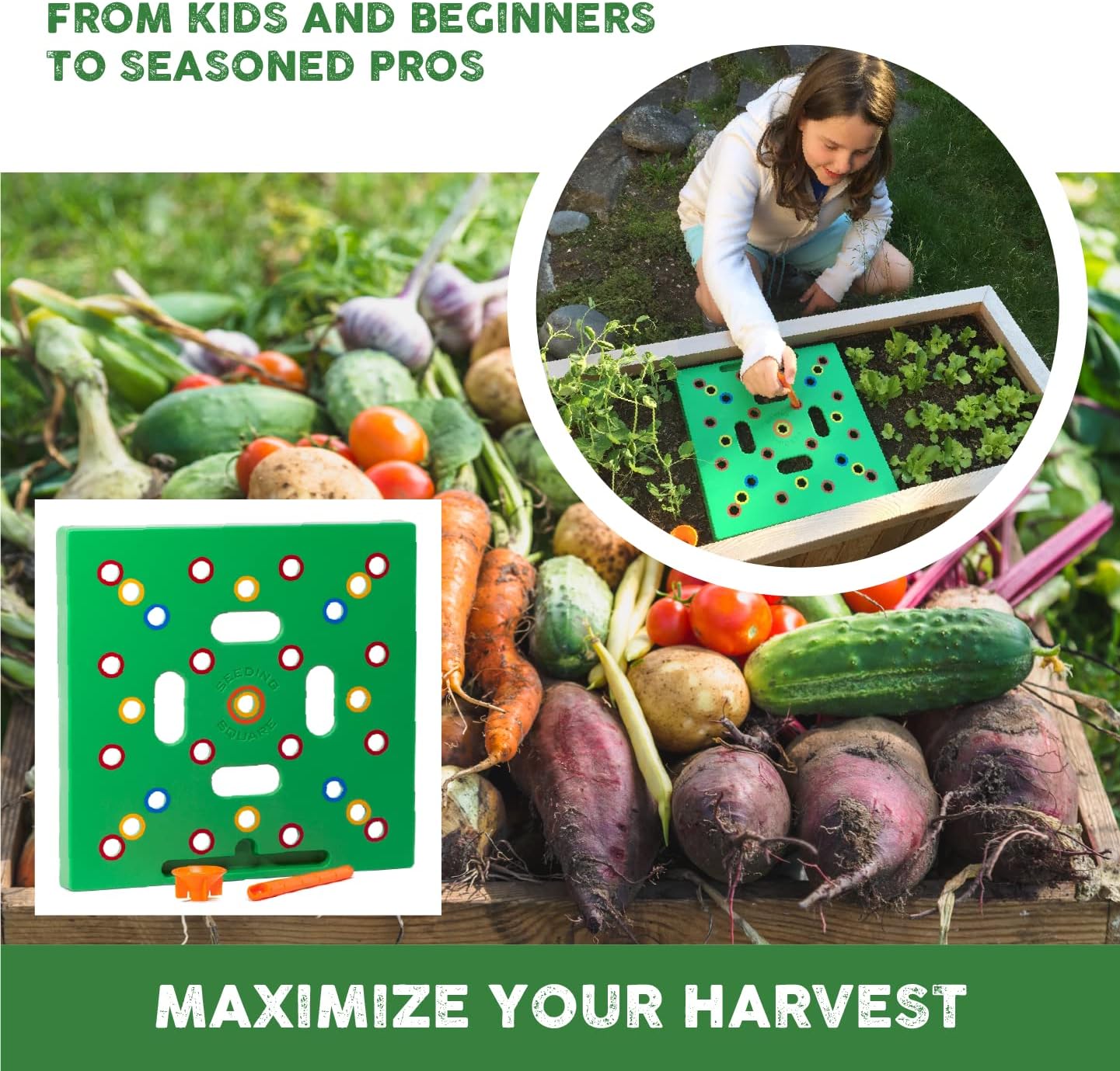 Seeding Square - Patented Seed and Seedling Spacer Tool for Bigger