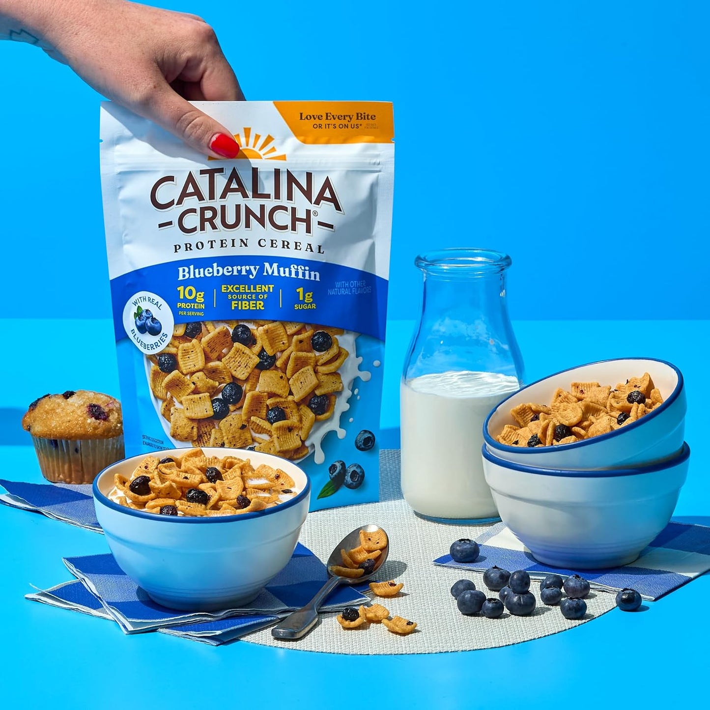 Catalina Crunch Protein Cereal - Breakfast Cereal with 10g of Protein, No Added Sugar - Gluten Free - Blueberry Muffin - 8 oz. Bag
