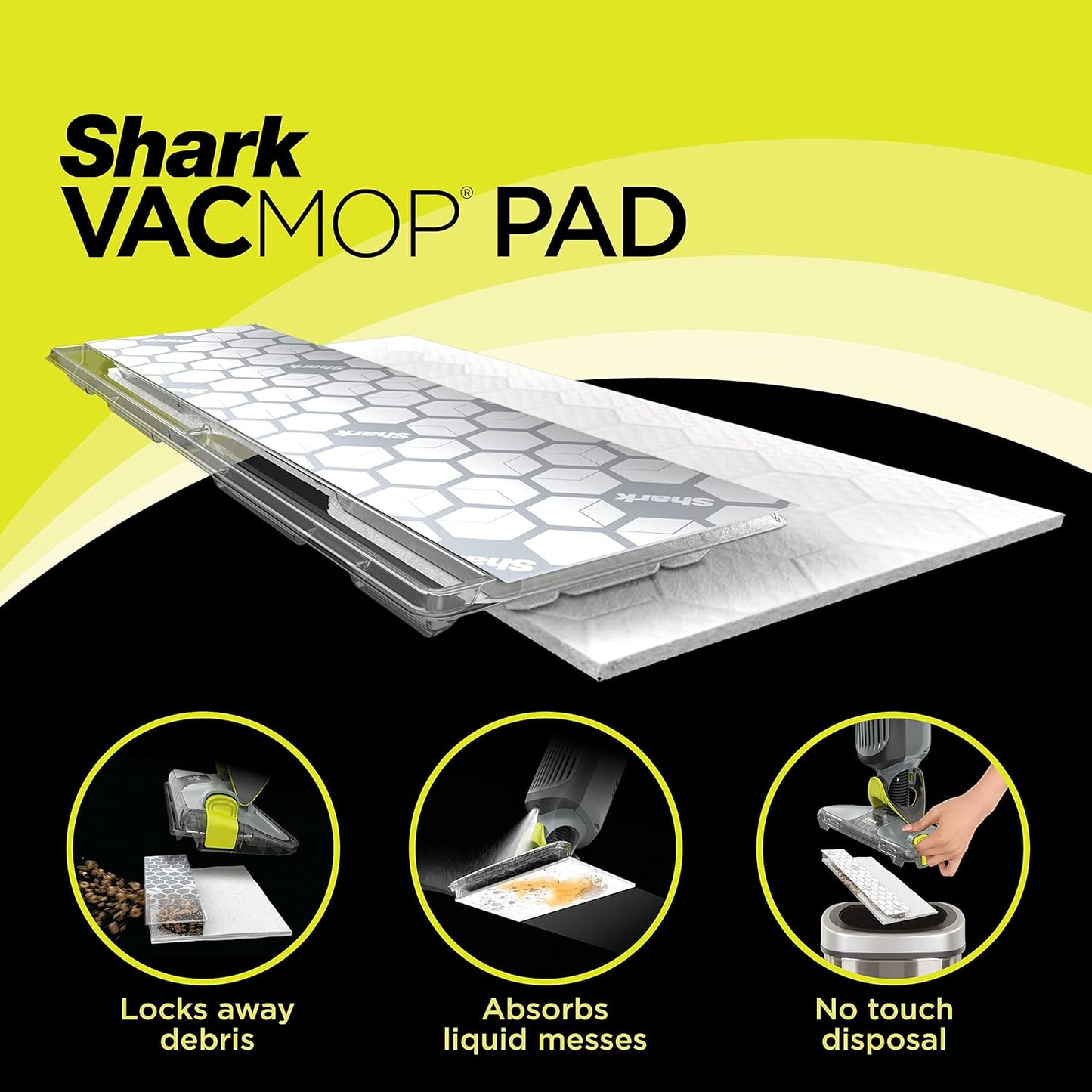 Shark VACMOP Disposable Hard Floor Pad Refills, Compatible with VM252 & VM180, No-Touch Disposal, for use on All Sealed Floors - Stone