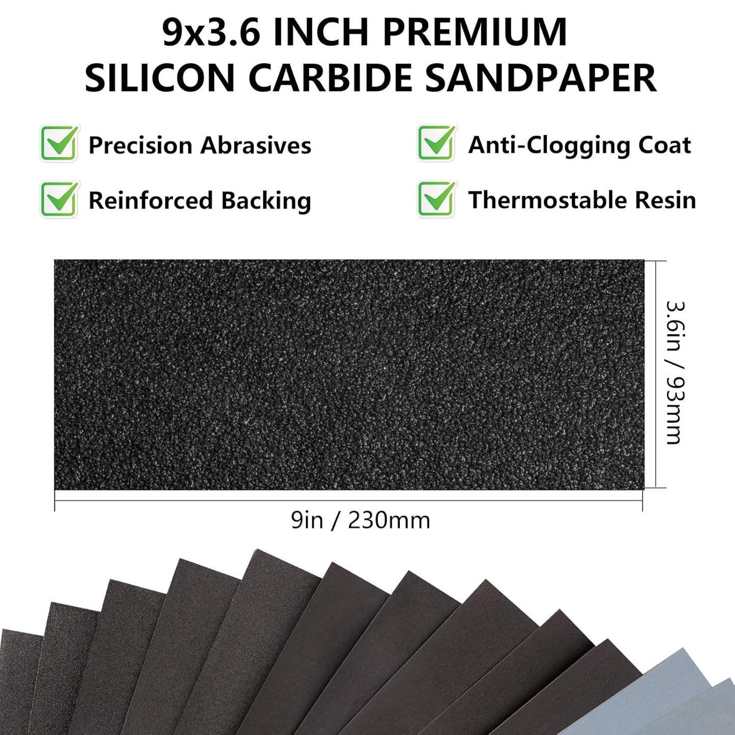 Sandpaper Assortment 120/220/400/600/800/1000/2000 Grit, 21 Sheets, 9 x 3.6 Inch Wet Dry Sand