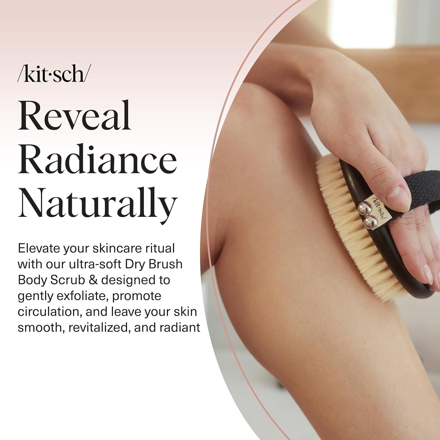 Kitsch Dry Brushing Body Brush for Lymphatic Drainage- Soft Bristles Shower Brush - Dry Brush to Remove Dry Skin and Improves Blood