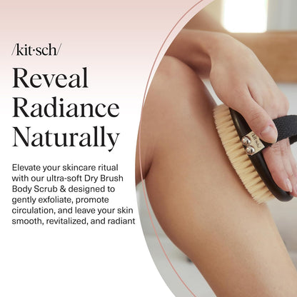 Kitsch Dry Brushing Body Brush for Lymphatic Drainage- Soft Bristles Shower Brush - Dry Brush to Remove Dry Skin and Improves Blood