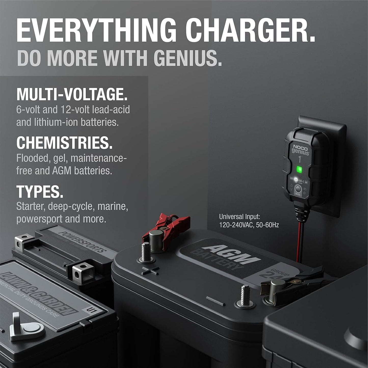 NOCO GENIUS1: 1A 6V/12V Smart Battery Charger Automatic