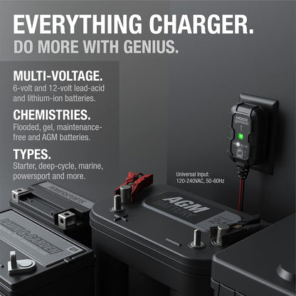 NOCO GENIUS1: 1A 6V/12V Smart Battery Charger Automatic