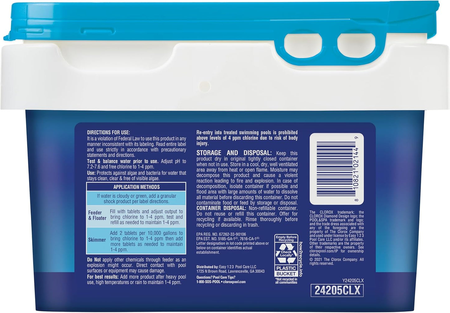 Clorox Pool&Spa XTRABLUE 3 Chlorinating Tablets, Individually Wrapped, Kills Bacteria & Stops Algae (5 LB)