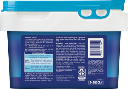 Clorox Pool&Spa XTRABLUE 3 Chlorinating Tablets, Individually Wrapped, Kills Bacteria & Stops Algae (5 LB)
