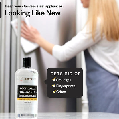 Thirteen Chefs Mineral Oil - 8 oz Food Grade Conditioner for Wood Cutting Board, Countertop & Butcher
