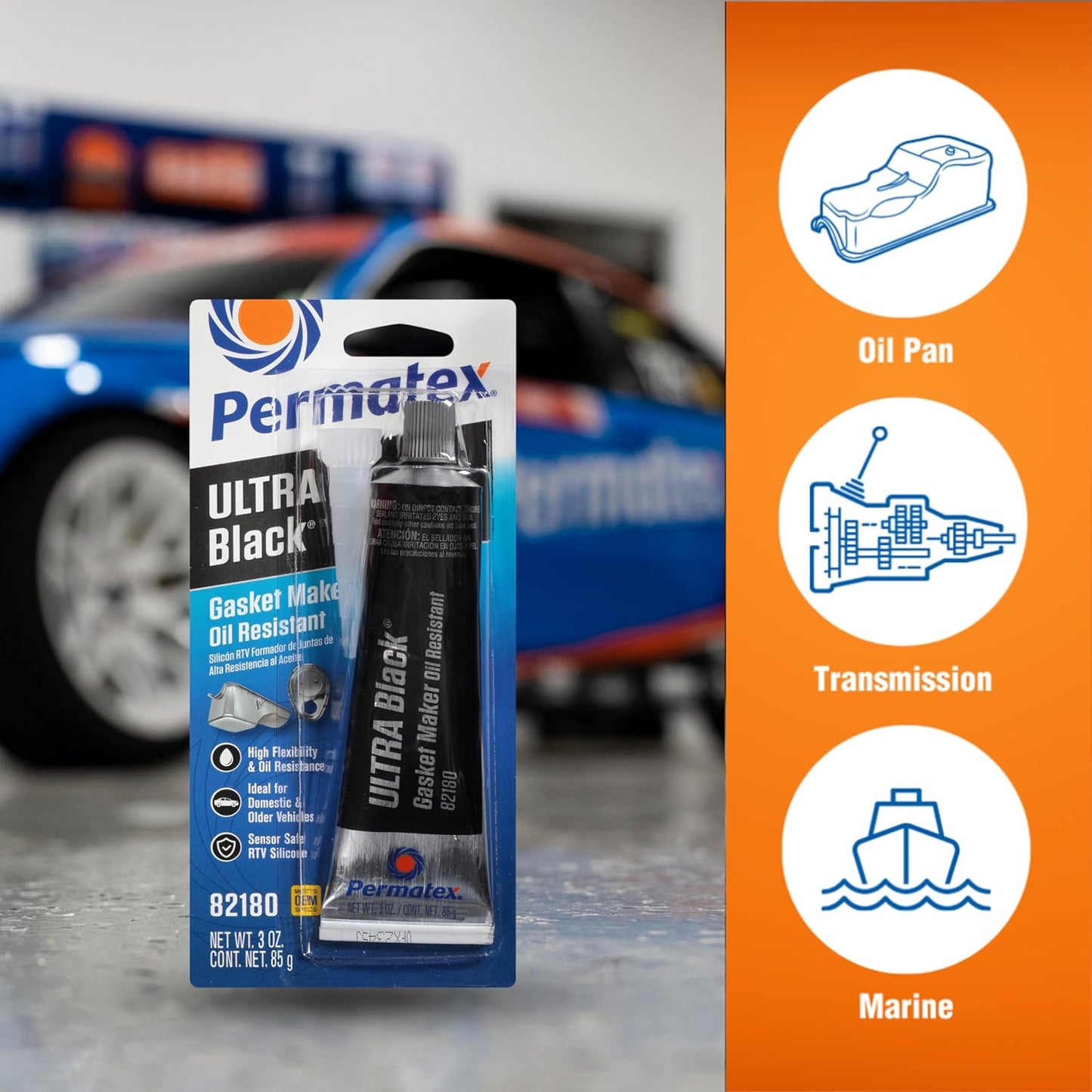 Permatex 82180 Ultra Black Maximum Oil Resistance RTV Silicone Gasket Maker, Sensor Safe and