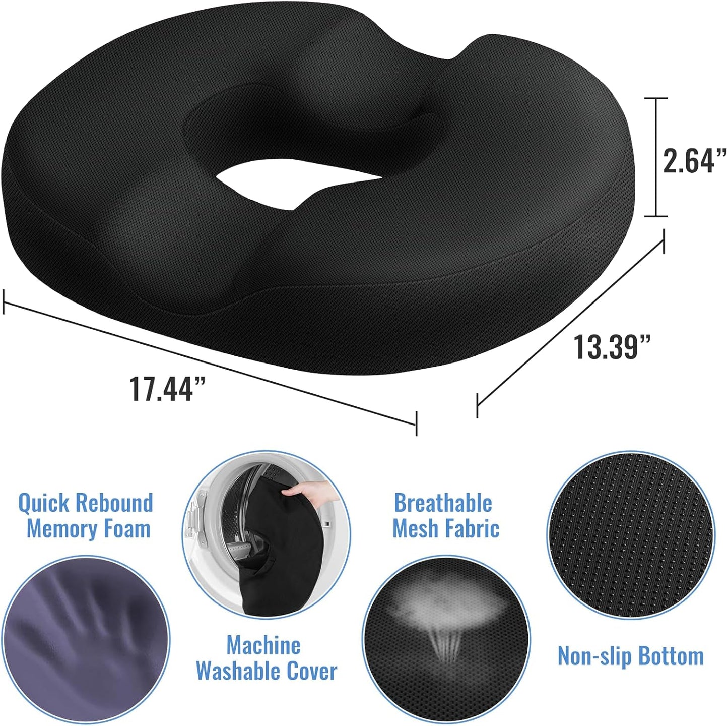Donut Pillow Seat Cushion Chair Pad for Tailbone Pain Relief and Hemorrhoids, Memory Foam Seat Chair Cushion for Postpartum