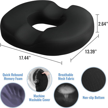 Donut Pillow Seat Cushion Chair Pad for Tailbone Pain Relief and Hemorrhoids, Memory Foam Seat Chair Cushion for Postpartum