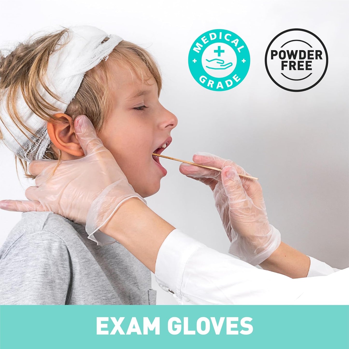 OKIAAS Disposable Gloves M, Food Safe, Latex-Free and Powder-Free Clear Vinyl Gloves for Cooking, Food Prep, Household Cleaning, Medium,100 Counts/Box