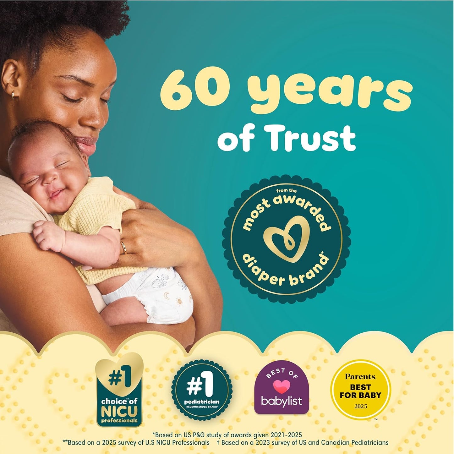 Pampers Swaddlers Diapers, Size 4 (15-34 lbs), 150 Count, Absorbent, Keeps Baby Dry and