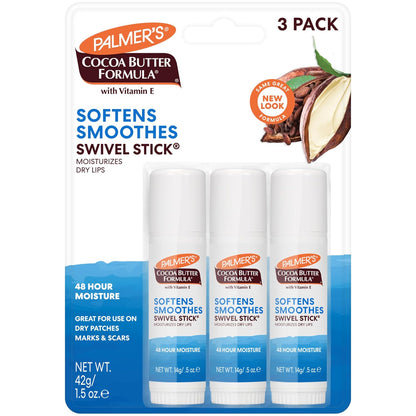 Palmer's Cocoa Butter Formula Moisturizing Swivel Stick with Vitamin E, Lip Balm for Valentine's Day, Face & Body Moisturizer