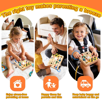 Grarain Busy Board for Toddlers - Montessori Educational Toy for 1-3 Year Old Boys & Girls, Travel-Friendly Sensory Learning
