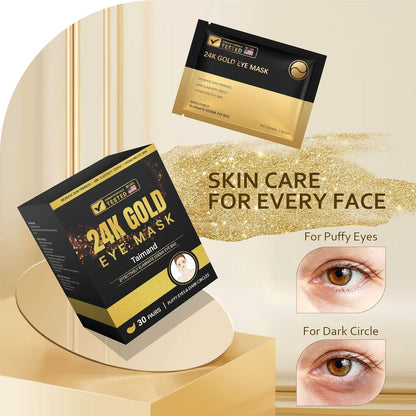 Taimand Under Eye Patches (30 Pairs), 24K Gold Under Eye Mask for Puffy Eyes, Dark Circles,Bags and Wrinkles with