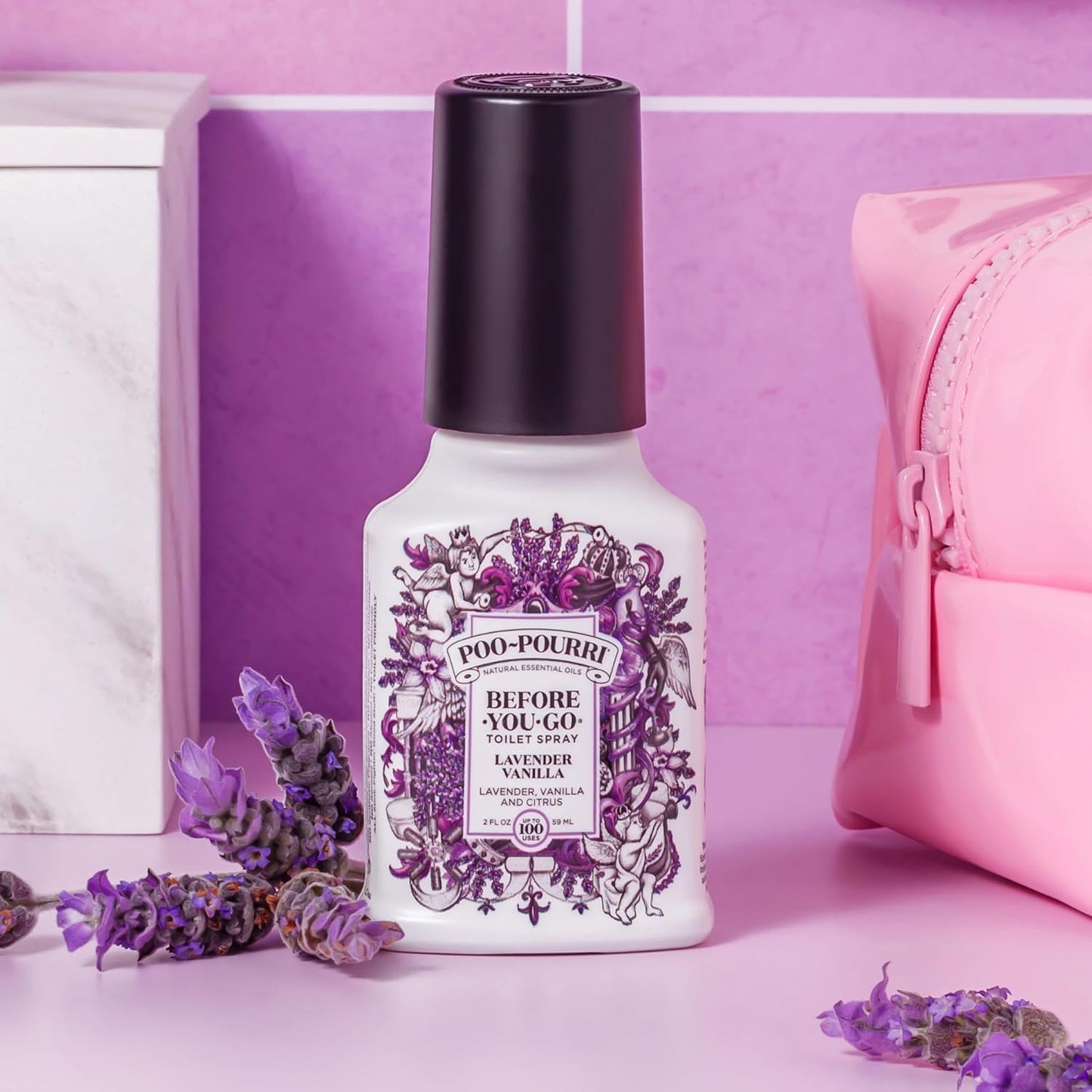 Poo-Pourri Before-You-Go Toilet Spray, Lavender Vanilla, 2 Fl Oz, Up to 100 Uses, Bathroom Odor Deodorizer with Essential Oils for Home or