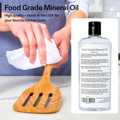 Thirteen Chefs Mineral Oil - 8 oz Food Grade Conditioner for Wood Cutting Board, Countertop & Butcher