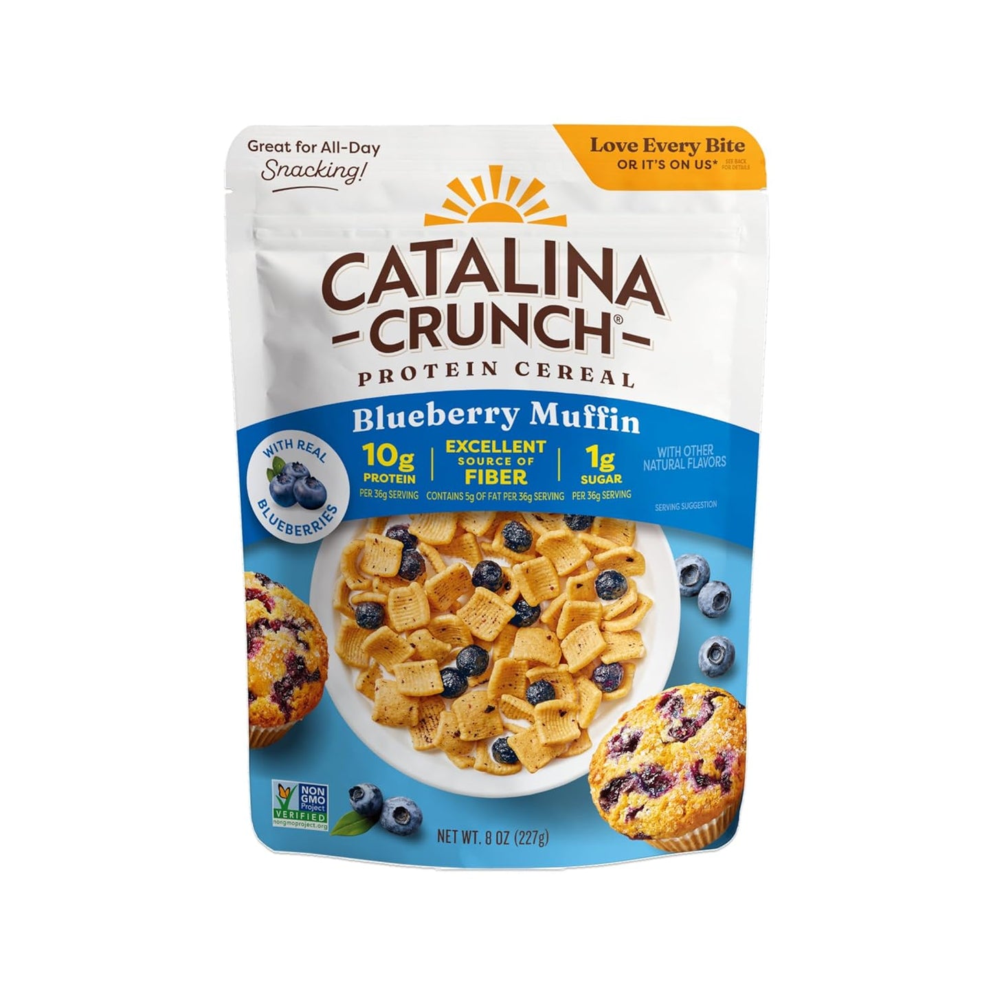 Catalina Crunch Protein Cereal - Breakfast Cereal with 10g of Protein, No Added Sugar - Gluten Free - Blueberry Muffin - 8 oz. Bag