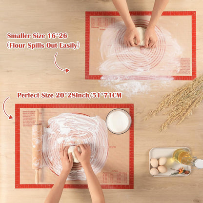 Non-slip Silicone Pastry Mat Extra Large with Measurements 28''By 20'' for Silicone Baking Mat, Counter, Dough Rolling, Oven
