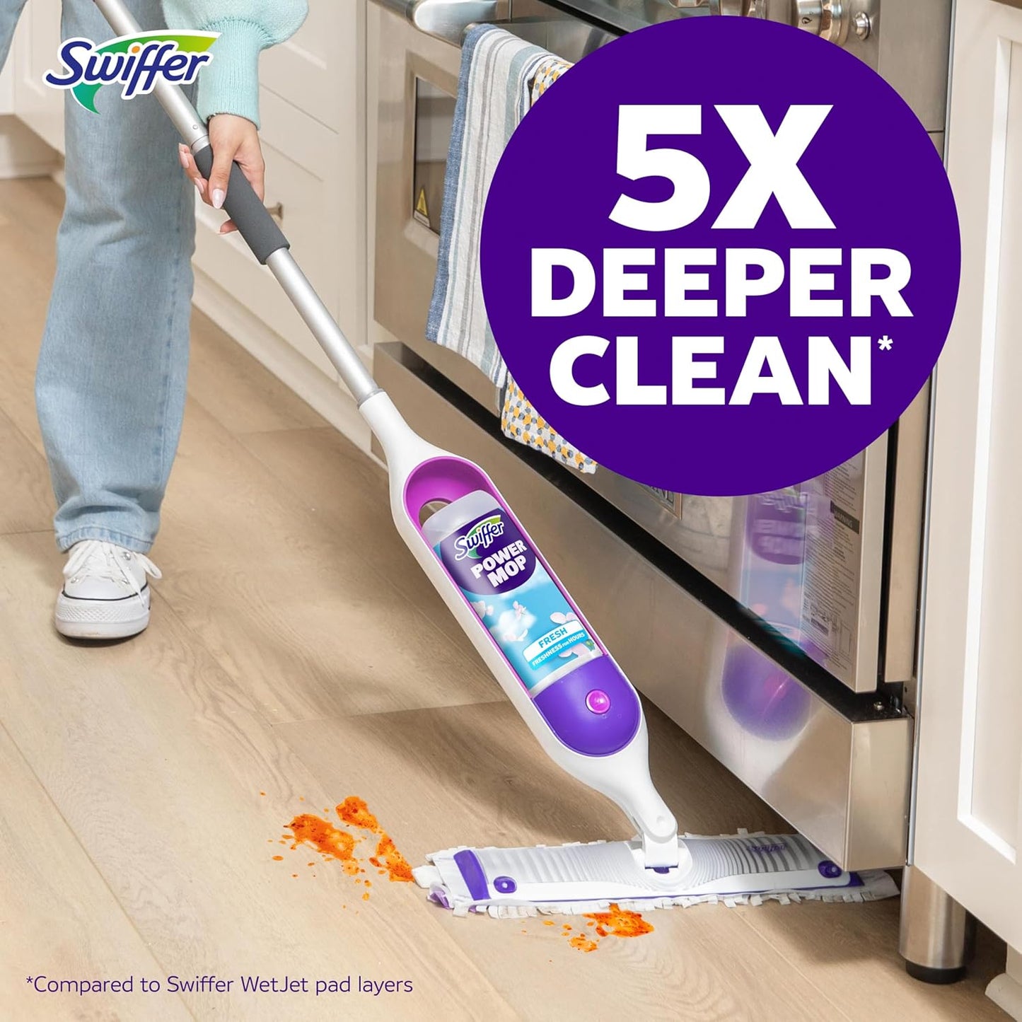 Swiffer PowerMop Multi-Surface Mop Kit for Floor Cleaning, Fresh Scent, Mopping Kit Includes PowerMop, 2 Mopping Pad