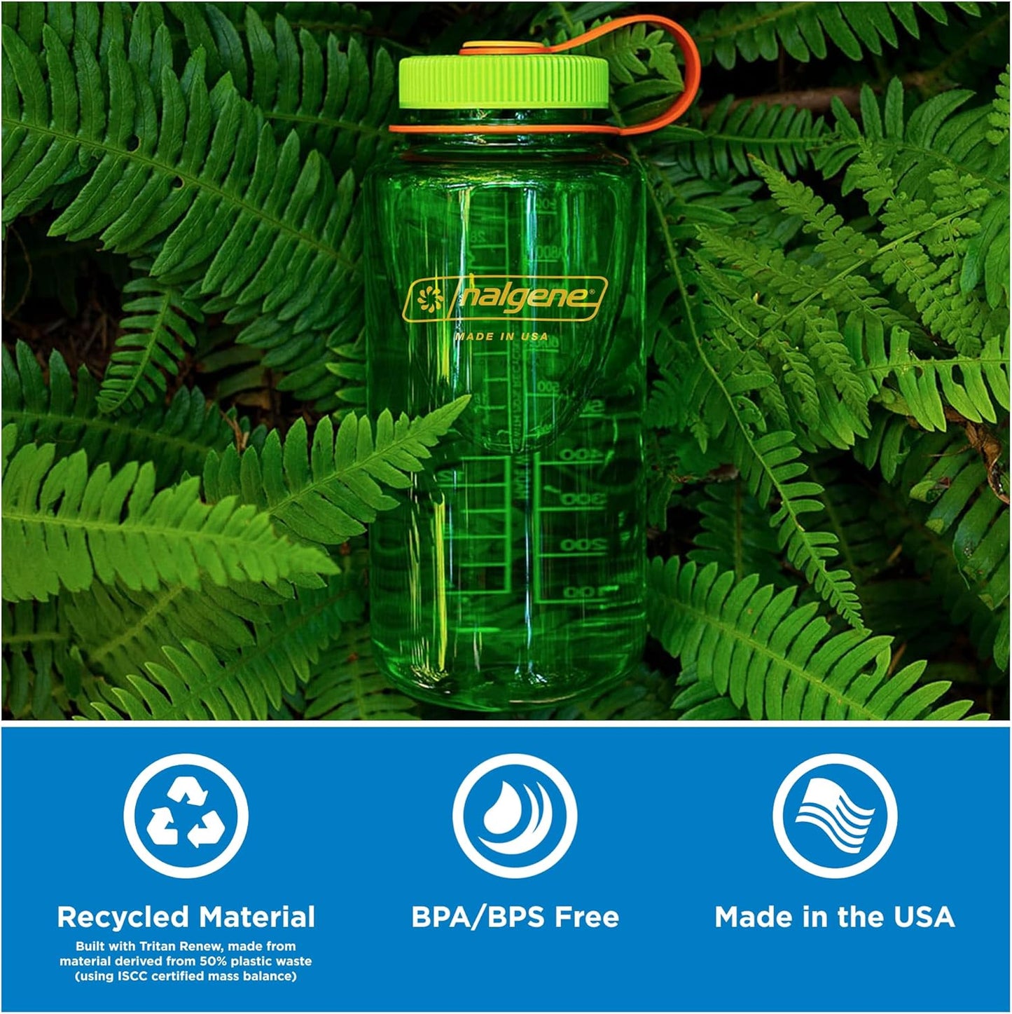 Nalgene 32 oz Wide Mouth Water Bottle, BPA-Free, Durable & Leak Proof, Lightweight Bottle for Hiking & Gym, Work & Travel