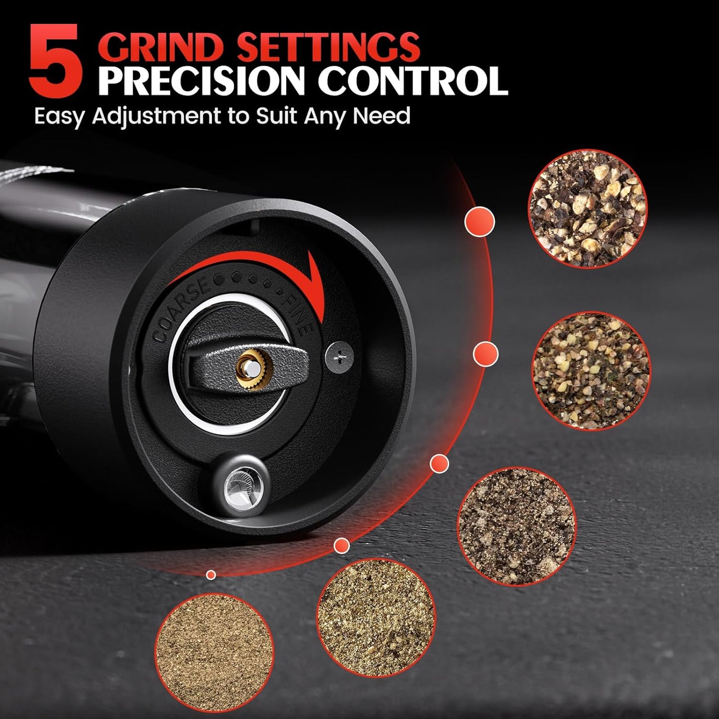 Electric Salt and Pepper Grinder Set Automatic Battery Pepper Mill Shakers Adjustable Coarseness Upgraded Larger Capacity with Led Home and Kitchen