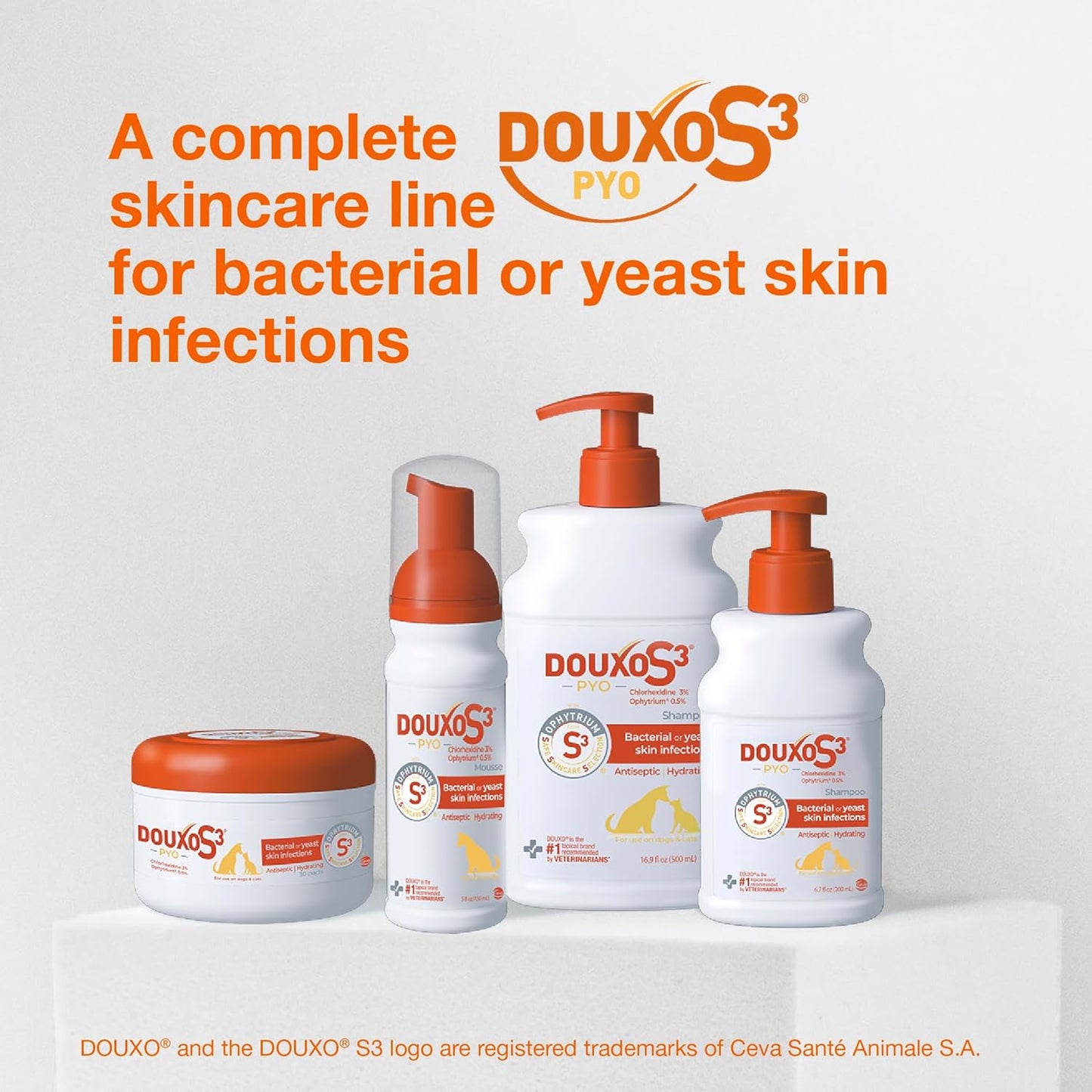 Douxo S3 Pyo Pads, Contains 3% Chlorhexidine & 0.5% Ophytrium, Antiseptic & Hydrating, For Bacterial or Yeast Skin Infections, For Dogs and