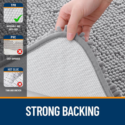 OLANLY Bathroom Rugs 30x20, Extra Soft Absorbent Chenille Bath Rugs, Rubber Backing Quick Dry, Machine Washable Bath Mats for Bathroom
