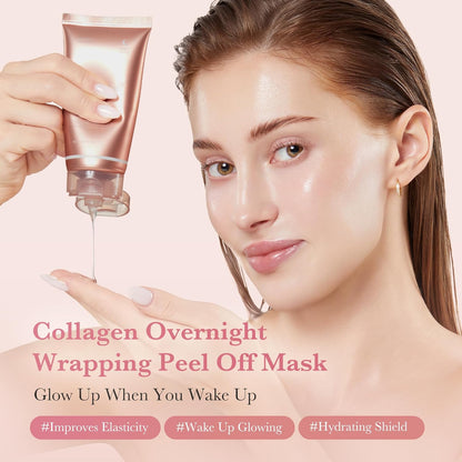 medicube Wrapping Mask Collagen Overnight Peel Off Facial Mask, Elasticity & Hydration Care, Reduces Sagging &