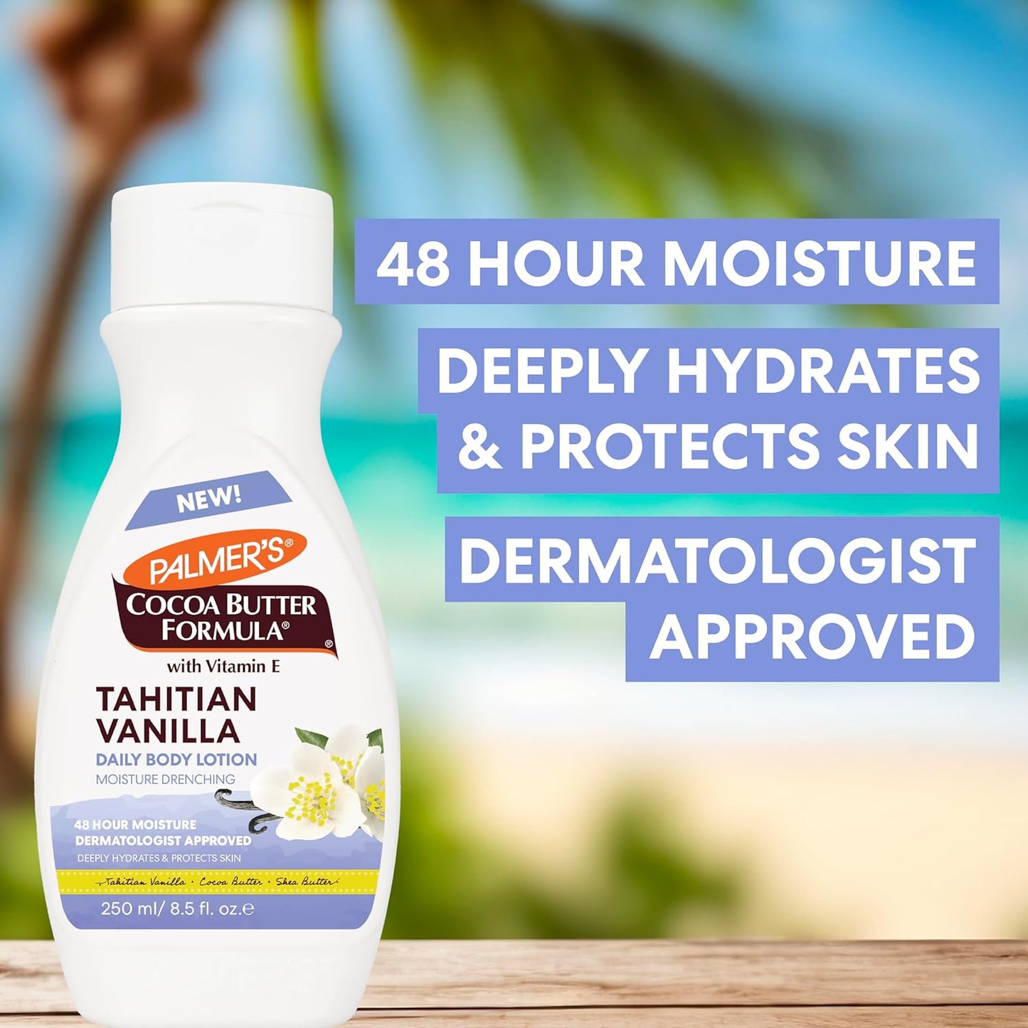 Palmer's Cocoa Butter Formula Tahitian Vanilla Body Lotion, 8.5 Oz, Daily Moisturizing Lotion for Dry Skin with Shea Butter & Vitamin