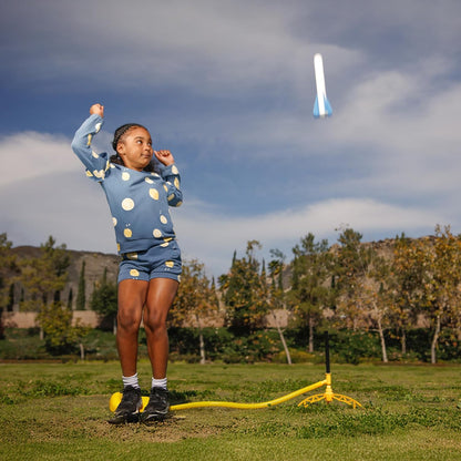 Stomp Rocket Jr Glow Rocket Launcher for Kids - 4 Glow-in-The-Dark Rockets - Outdoor Fun Toy Gift for Boys & Girls - STEM Soft Foam Blaster Set Soars