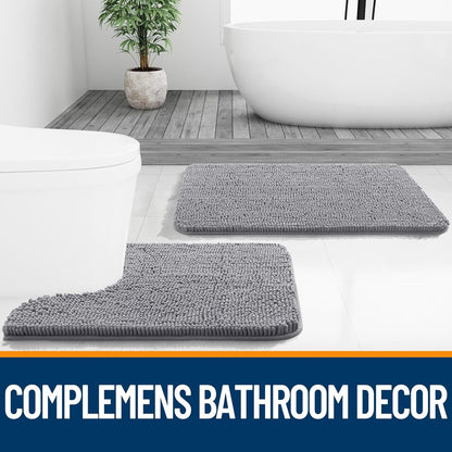 OLANLY Bathroom Rugs 30x20, Extra Soft Absorbent Chenille Bath Rugs, Rubber Backing Quick Dry, Machine Washable Bath Mats for Bathroom